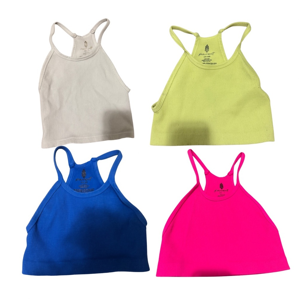 Free People Set of Four Ribbed Crop Tank Tops